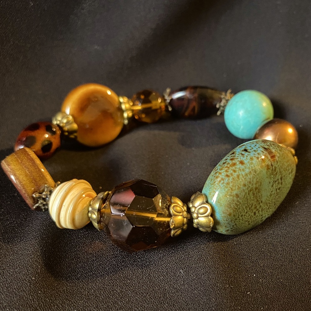 🌱Chunky Earthtone Beaded Bracelet Handmade